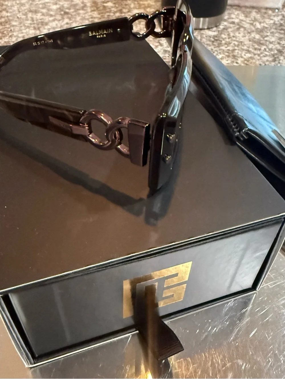 Balmain Brown Tortoiseshell Rectangular Sunglasses with Gradient Lenses